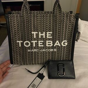 Marc Jacobs Black Jacquard Label Medium Tote Bag wallet not included